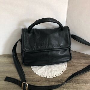 Vtg Genuine Black Leather Purse